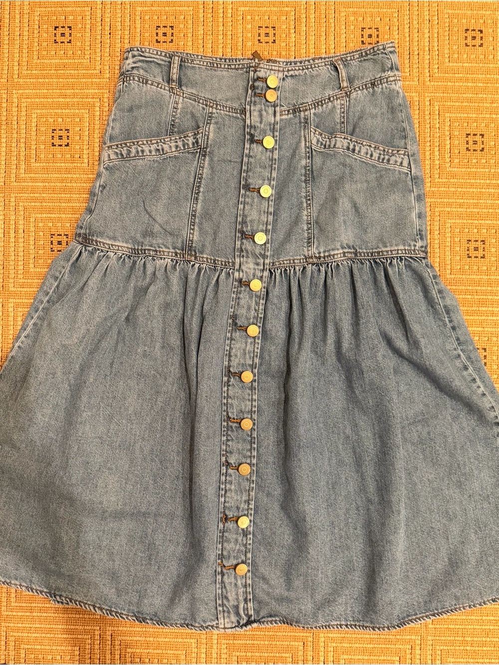 Habitual Light Blue Denim Button-Down Tiered Dress